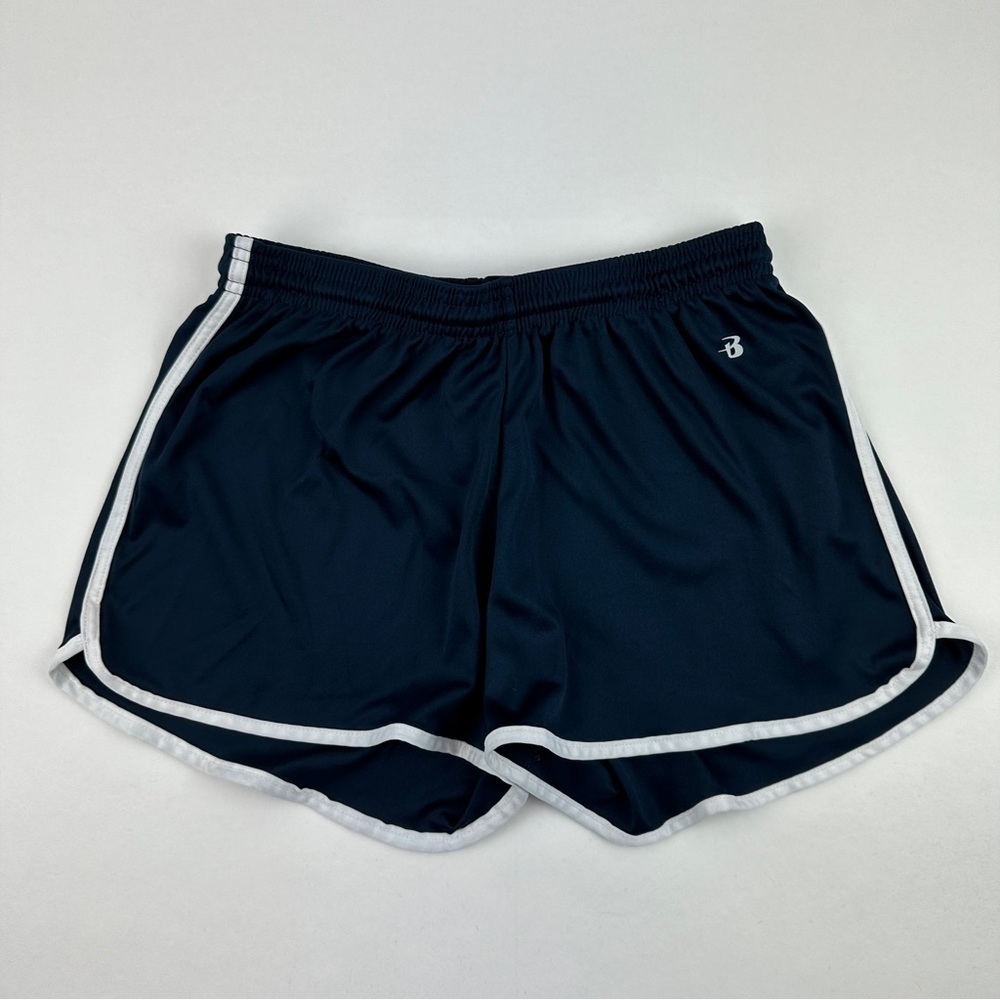 Badger Sport Shorts Womens Medium Blue White Trim Drawstring